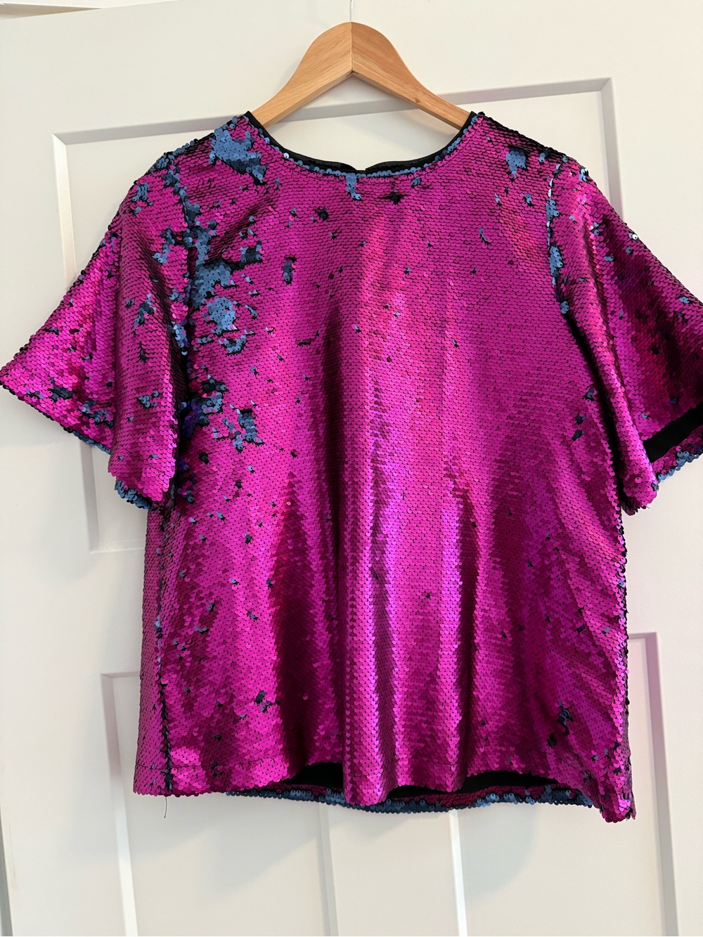 Buddy Love Fuchsia Sequin Top with Blue Flip Accents